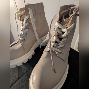 AGL light pink/nude laced up ankle combat boots size 39